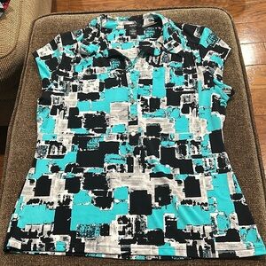 Alfani Petite teal and black Blouse
